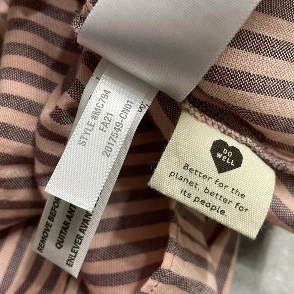 NWT Madewell Puff-Sleeve Peplum Wrap Top in Stripe XXS Style MC794 Fall 2021